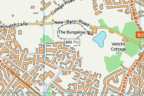 BR8 7YJ map - OS VectorMap District (Ordnance Survey)