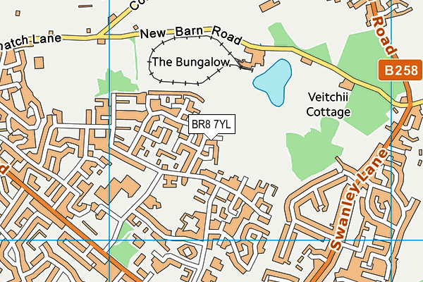 BR8 7YL map - OS VectorMap District (Ordnance Survey)
