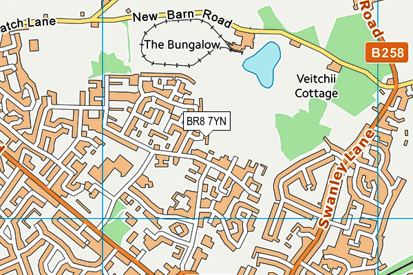 BR8 7YN map - OS VectorMap District (Ordnance Survey)
