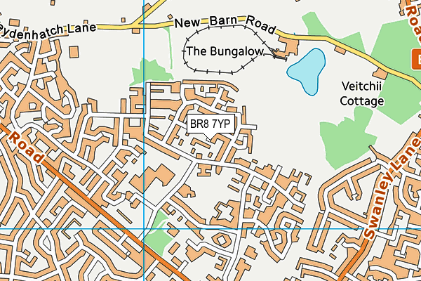 BR8 7YP map - OS VectorMap District (Ordnance Survey)