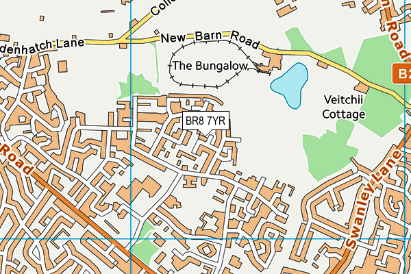 BR8 7YR map - OS VectorMap District (Ordnance Survey)