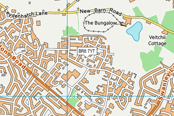 BR8 7YT map - OS VectorMap District (Ordnance Survey)