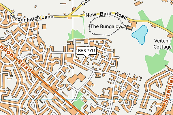 BR8 7YU map - OS VectorMap District (Ordnance Survey)