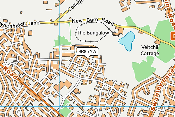 BR8 7YW map - OS VectorMap District (Ordnance Survey)