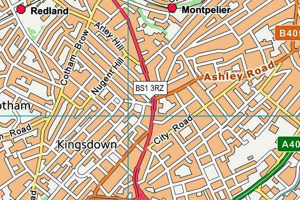 BS1 3RZ map - OS VectorMap District (Ordnance Survey)