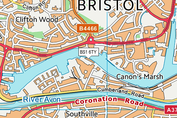 BS1 6TY map - OS VectorMap District (Ordnance Survey)