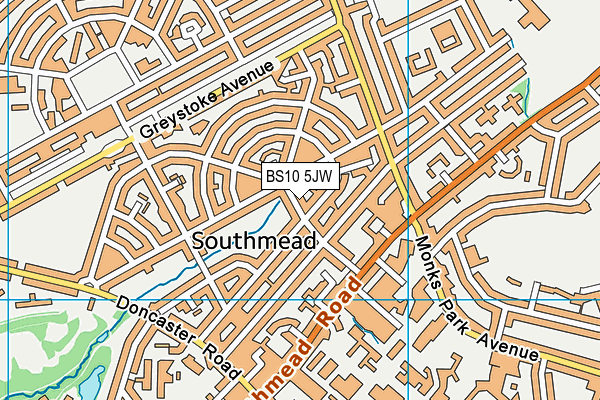 BS10 5JW map - OS VectorMap District (Ordnance Survey)
