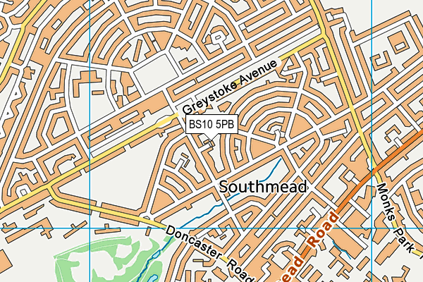 BS10 5PB map - OS VectorMap District (Ordnance Survey)