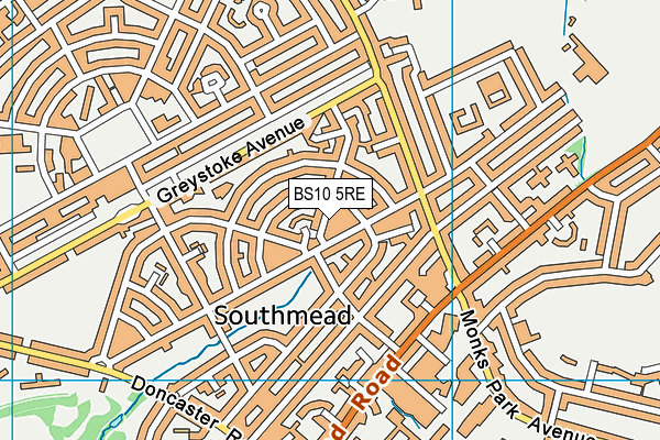 BS10 5RE map - OS VectorMap District (Ordnance Survey)
