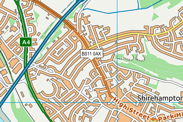 BS11 0AX map - OS VectorMap District (Ordnance Survey)