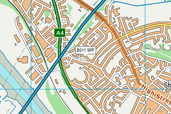 BS11 9PF map - OS VectorMap District (Ordnance Survey)