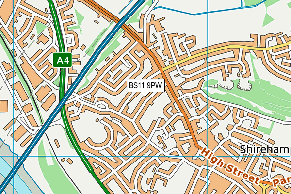 BS11 9PW map - OS VectorMap District (Ordnance Survey)