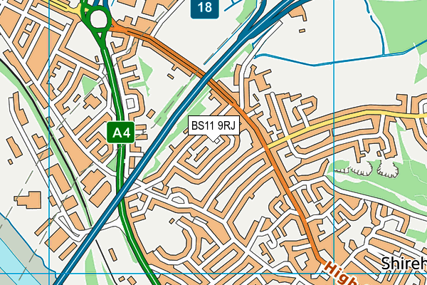 BS11 9RJ map - OS VectorMap District (Ordnance Survey)