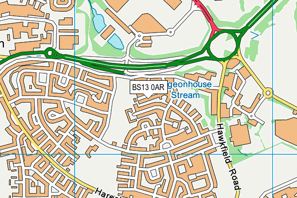 BS13 0AR map - OS VectorMap District (Ordnance Survey)