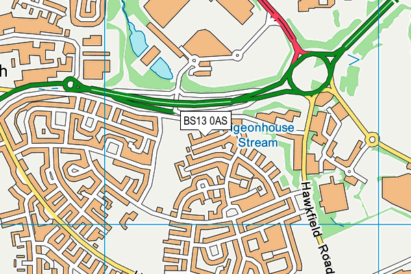 BS13 0AS map - OS VectorMap District (Ordnance Survey)