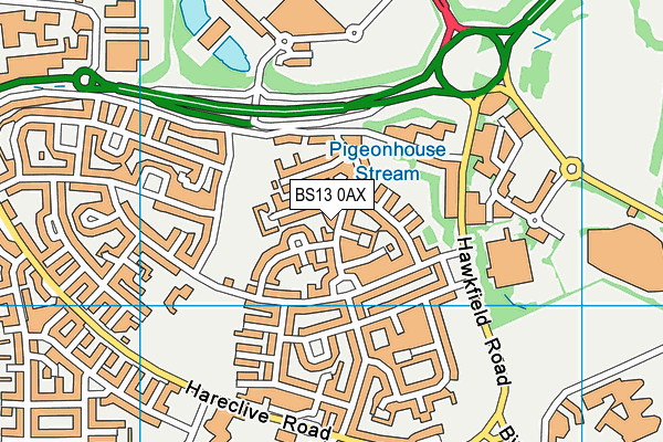 BS13 0AX map - OS VectorMap District (Ordnance Survey)