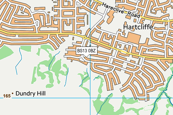 BS13 0BZ map - OS VectorMap District (Ordnance Survey)