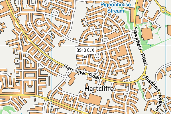 BS13 0JX map - OS VectorMap District (Ordnance Survey)