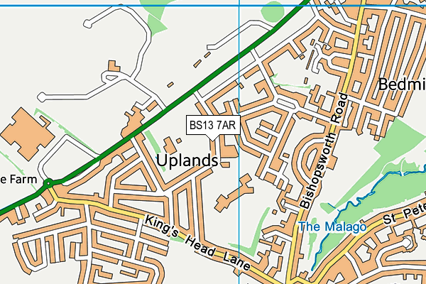 BS13 7AR map - OS VectorMap District (Ordnance Survey)