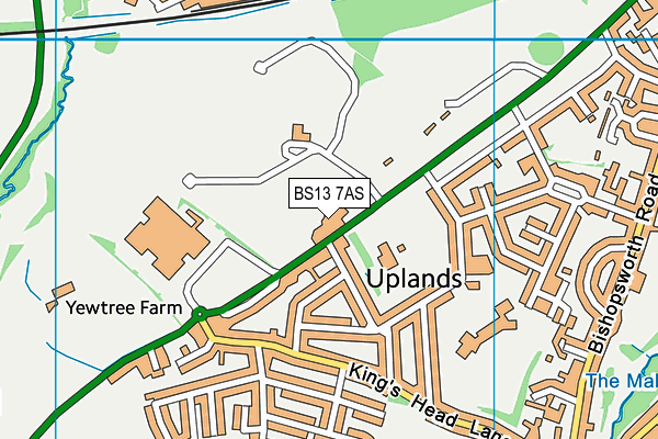 BS13 7AS map - OS VectorMap District (Ordnance Survey)