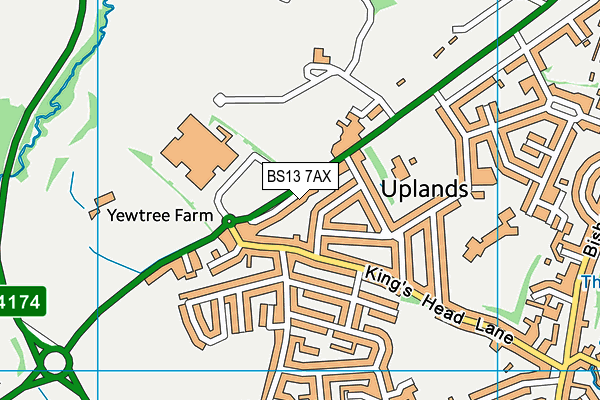 BS13 7AX map - OS VectorMap District (Ordnance Survey)