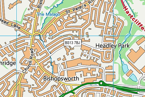 BS13 7BJ map - OS VectorMap District (Ordnance Survey)