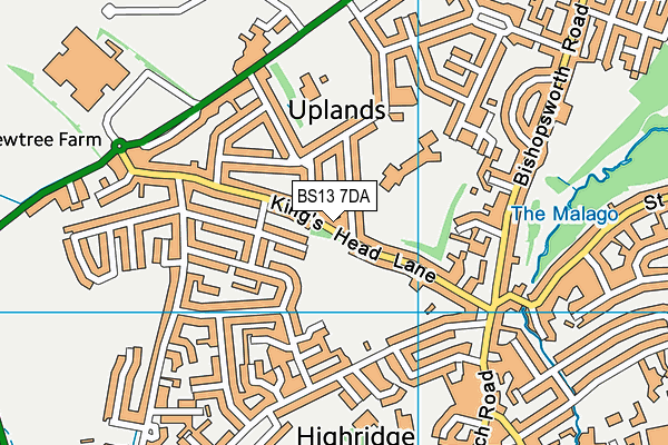 BS13 7DA map - OS VectorMap District (Ordnance Survey)