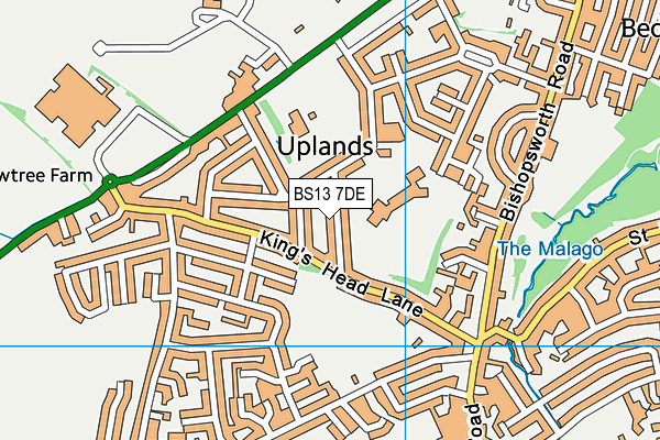 BS13 7DE map - OS VectorMap District (Ordnance Survey)