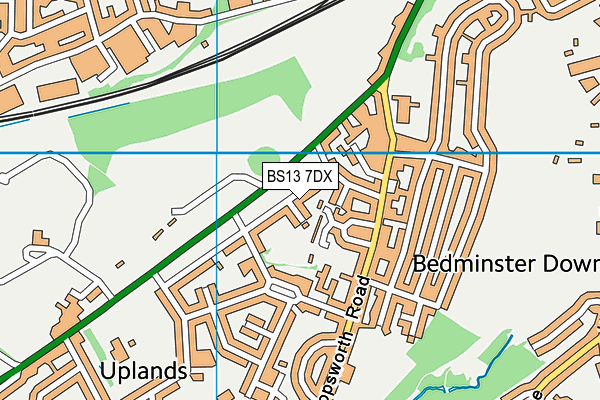 BS13 7DX map - OS VectorMap District (Ordnance Survey)