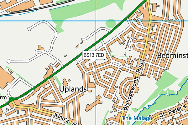 BS13 7ED map - OS VectorMap District (Ordnance Survey)