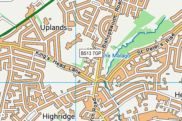 BS13 7GP map - OS VectorMap District (Ordnance Survey)