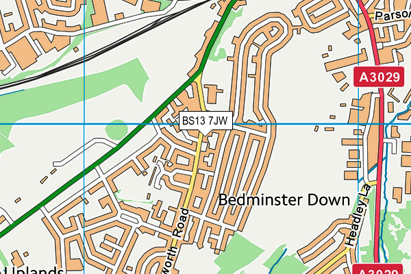 BS13 7JW map - OS VectorMap District (Ordnance Survey)