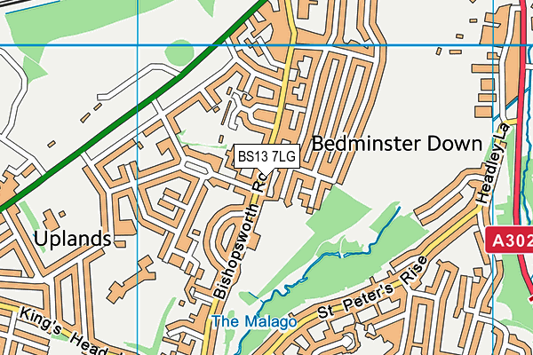 BS13 7LG map - OS VectorMap District (Ordnance Survey)