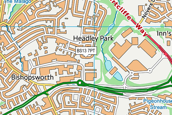 BS13 7PT map - OS VectorMap District (Ordnance Survey)