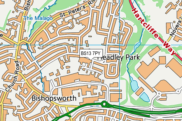 BS13 7PY map - OS VectorMap District (Ordnance Survey)