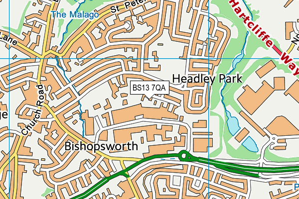 BS13 7QA map - OS VectorMap District (Ordnance Survey)