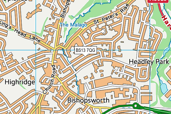 BS13 7QG map - OS VectorMap District (Ordnance Survey)