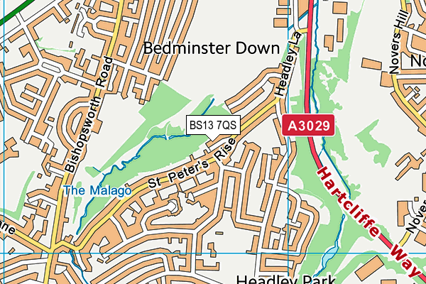 BS13 7QS map - OS VectorMap District (Ordnance Survey)