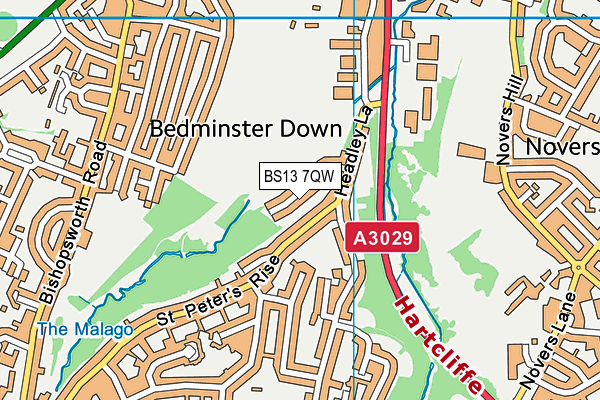 BS13 7QW map - OS VectorMap District (Ordnance Survey)