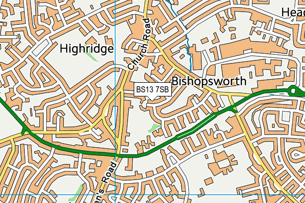 BS13 7SB map - OS VectorMap District (Ordnance Survey)