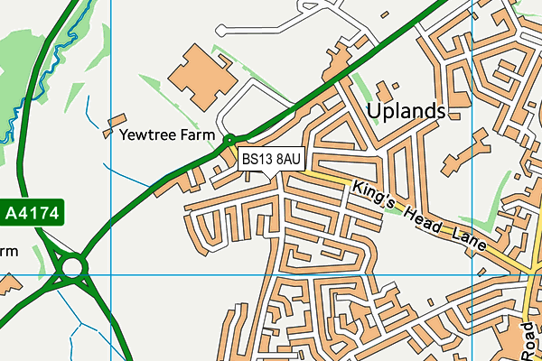 BS13 8AU map - OS VectorMap District (Ordnance Survey)