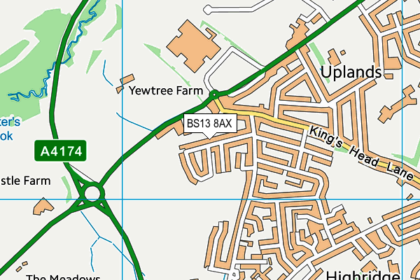BS13 8AX map - OS VectorMap District (Ordnance Survey)