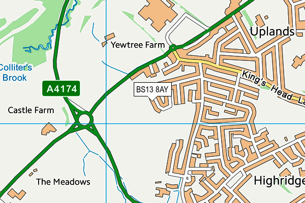 BS13 8AY map - OS VectorMap District (Ordnance Survey)