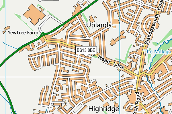 BS13 8BE map - OS VectorMap District (Ordnance Survey)