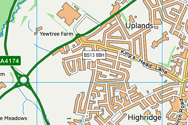 BS13 8BH map - OS VectorMap District (Ordnance Survey)