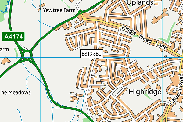 BS13 8BL map - OS VectorMap District (Ordnance Survey)