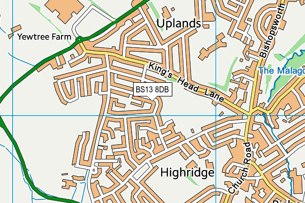 BS13 8DB map - OS VectorMap District (Ordnance Survey)