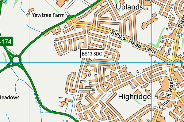 BS13 8DG map - OS VectorMap District (Ordnance Survey)