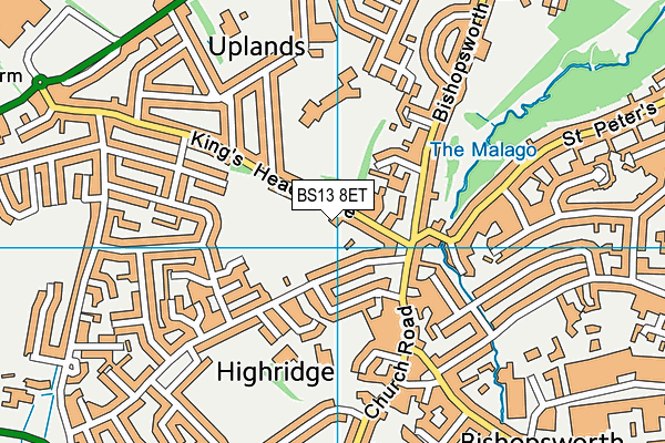 BS13 8ET map - OS VectorMap District (Ordnance Survey)