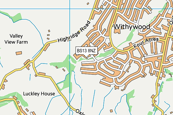 BS13 8NZ map - OS VectorMap District (Ordnance Survey)